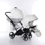 Универсальная коляска для двойни 2 в 1 Junama Mirror Satin Duo Slim 04, белый с серебристым (J-MS-DUOs-04): Тип коляски Коляска для двойни