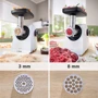 Мясорубка Bosch MFWS420W: Дополнительные возможности Отсек для хранения шнура, Прорезиненные ножки, функция Реверс, Отсек для хранения насадок