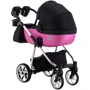 Коляска 2 в 1 Adamex Hybryd Plus Polar (Chrome) BR607 чорний (різнокольоровий люрекс) - яскраво-рожева шкіра (видавлені точка) фото 7