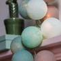 Гирлянда Cotton ball lights на 20 шаров 3,8м, Mint: Применение Для дома