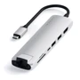 Адаптер Satechi Adapter USB-C to 2xUSB3.0+HDMI+USB-C+RJ45+SD Silver (ST-UCSMA3S): Колір сріблястий