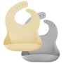 Нагрудник MinikOiOi Basics силиконовый Mellow Yellow / Powder Grey (101020065)