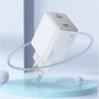 Зарядное устройство Hoco Wall Charger N42 Elogiado 2xUSB-C 45W White with USB-C to Lightning Cable: Тип сетевое