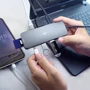 Адаптер Silicon Power Adapter SR30 USB-C to 2xUSB3.2+USB-C+HDMI+RJ45+PD 100W Aluminum Silver (SPU3C08DOCSR300G): Цвет серый