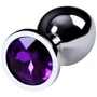 Анальная пробка с кристаллом Metal By Toyfa Silver anal plug Аmethyst