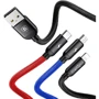 Кабель Baseus USB Cable to Lightning/microUSB/USB-C Three Primary Colors 30сm Black (CAMLT-ASY01) фото 3