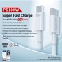 Кабель WK Cable USB-C to USB-C Super Fast Charging Cable PD 100W White (WDC-182): Тип USB-C - USB-C