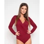 Боди ISSA PLUS 10390 48 бордовое с длинным рукавом