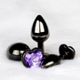 Металлическая анальная пробка Ouch! Heart Gem Gunmetal - Amethyst Purple, М