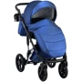 Коляска 2 в 1 Bair Star White (Silver) кожа 100% 38S темно-синий (перламутр) - белая люлька: Ширина шасси 60