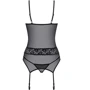 Прозрачный корсет с подвязками Obsessive 812-COR-1, Черный, S/M