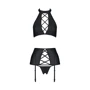 Комплект из эко-кожи с имитацией шнуровки Nancy Set black XXL/XXXL - Passion