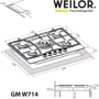 Варочная поверхность газовая WEILOR GM W714 SS: Расположение панели спереди