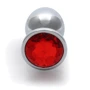 Металлическая анальная пробка Ouch! Heart Gem Silver - Ruby Red, S