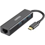 Адаптер Choetech Adapter 4-in-1 USB-C to 3xUSB3.0+RJ45 Black (HUB-U02-BK)