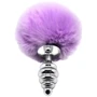Металлическая анальная пробка Кроличий хвостик Alive Fluffly Twist Plug L Purple