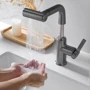 Смеситель для раковины Lefton Single-Hole Waterfall & Pull-Out Liftable Bathroom Faucet-BF2209 Grey фото 9