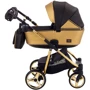 Универсальная коляска 2 в 1 Adamex Sierra Polar (Gold) SR436 черный (люрекс) - золотой кожа (перфорация): Ширина шасси 58.5 см