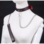 Ошейник с поводком COLLAR HEART Black and Red, SKN-AS14