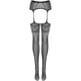 Чулки с поясом Obsessive S225 (Черный, S/M/L)