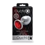 Металлическая анальная пробка Ouch! Heart Gem Silver - Ruby Red, М