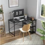 Компьютерный стол Costway Adler L-образный с полками в стиле Loft черный (5903032062380)