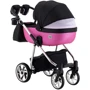 Коляска 2 в 1 Adamex Hybryd Plus Polar (Chrome) BR607 чорний (різнокольоровий люрекс) - яскраво-рожева шкіра (видавлені точка): Матеріал коліс резина
