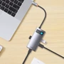 Адаптер Baseus Adapter Metal Gleam Series USB-C to 3xUSB3.0+RJ45 Grey (WKWG070113) фото 4