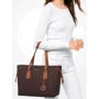 Сумка жіноча Michael Kors VOYAGER MD MF TZ TOTE темно-коричнева (30F8GV6T2B200): Фактура матова, Гладка