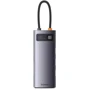 Адаптер Baseus Adapter Metal Gleam Series USB-C to 3xUSB3.0+PD+SD+TF Grey (WKWG030213): Цвет серый