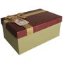 Подарочная коробка с бантом бордово-золотая, L — 29,5×22,5×13 см