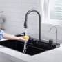 Кухонная мойка Lefton Waterfall LED с цифровым дисплеем и водопадом Grey (KS2206): Габариты чаши (ШxГxВ), см 70x35x23