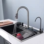 Кухонная мойка Lefton WaterFall E2 с аксессуарами серо-черный: Материал Нержавеющая сталь