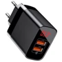 Зарядное устройство Baseus USB Wall Charger 2xUSB Mirror Lake Display Quick Charge 18W Black (CCJMHA-A01)