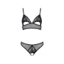 Комплект Passion Christa Set black S/M: браллет с ажурным лифом и открытыми трусиками