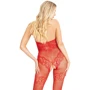Бодистокинг Leg Avenue Rhinestone Lace and Net Bodystocking Red One Size
