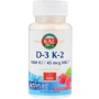 KAL Vitamin D-3, K-2 Red Raspberry flavour Витамин D 3 и K 2 со вкусом малины 60 мини-таблеток