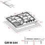 Варильна поверхня газова Weilor GM W 644 WH: Робоча поверхня емаль