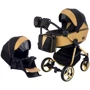 Универсальная коляска 2 в 1 Adamex Sierra Polar (Gold) SR436 черный (люрекс) - золотой кожа (перфорация)
