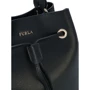 Женская сумка бакет-бэг Furla Stacy S Drawstring черная (772444): Фактура Сафьяно, Матовая
