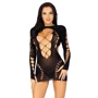 Бесшовное мини-платье Leg Avenue Long sleeve cut out mini dress One size Black
