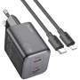 Зарядний пристрій Hoco Wall Charger N42 Elogiado 2xUSB-C 45W Black with USB-C to Lightning Cable