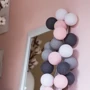 Гирлянда Cotton ball lights на 35 шаров 5,5м, Pink-Grey: Тип Хлопковые шарики