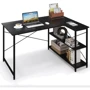 Компьютерный стол Costway Adler L-образный с полками в стиле Loft черный (5903032062380)