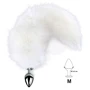 Металлическая анальная пробка с хвостом из натурального меха Art of Sex size M White fox