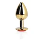 Металлическая анальная пробка Ouch! Heart Gem Gold - Ruby Red, М