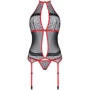 Корсет с пажами Passion SATARA CORSET Вlack/Red XXL/XXXL (стринги в наборе)