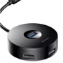 Адаптер Baseus Adapter Round Box USB to USB3.0+3xUSB2.0 Black (CAHUB-U01): Колір черный