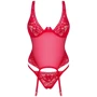 Прозрачный корсет Obsessive Lacelove corset XL/2XL Red