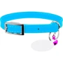 Ошейник Waudog Glamour с QR паспортом для котов кожаный голубой 9 мм (32482)